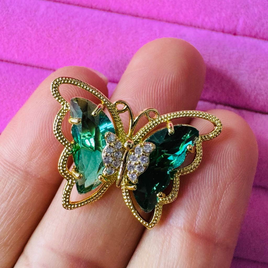 Gold And Green Butterfly Ring